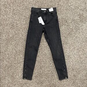 Topshop Black Skinny Jeans with Ankle Zippers
